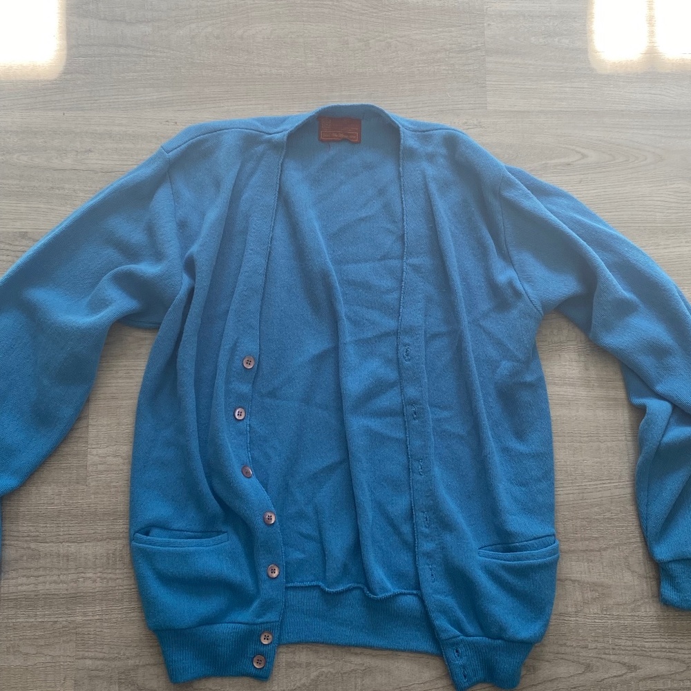 Mens Light Blue Vintage Sears Cardigan